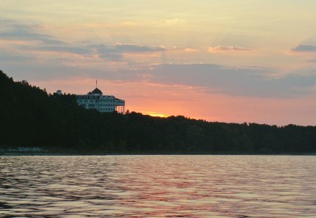 Sunrise on Lake Huron - lake huron, sunrise, mackinaw island, grand hotel