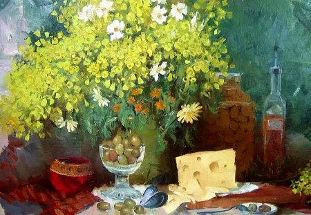 Tatiana Lushnikova - flower, tatiana lushnikova, food, still life, painting, art