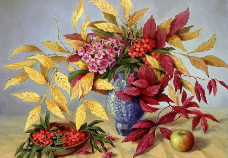 A. Zrazhevsky Autumn Still Life - flower, still life, a zrazhevsky, painting, autumn, art