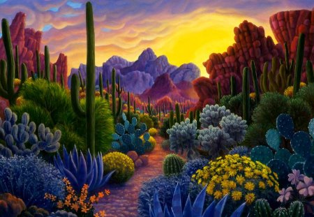 Stephen Morath - Where the Wild West Went - painting, art, sunset, stephen morath, flower