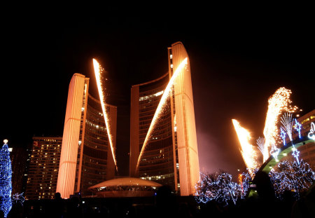 Building at Night - picture, at night, cool, firework, building