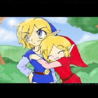 Red Toon Link hugs Blue