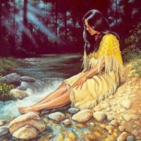 Indian Woman by a creek