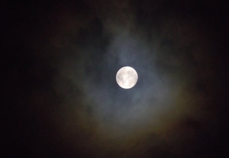 Full Moon - moon, nature, sky, cloudy