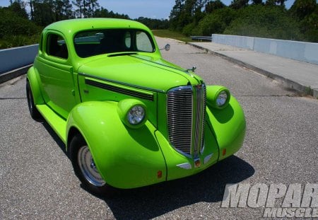 38 Dodge - mopar, florecent green, rod, classic