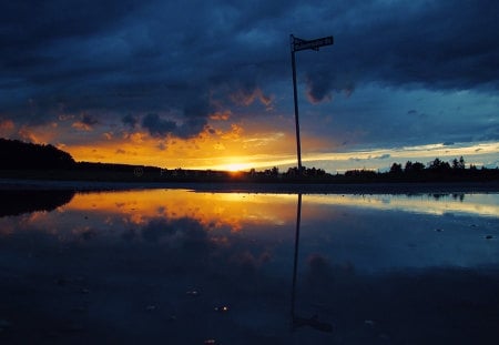 sundown_directory - nature, sky, lake, reflention, clouds, sunset