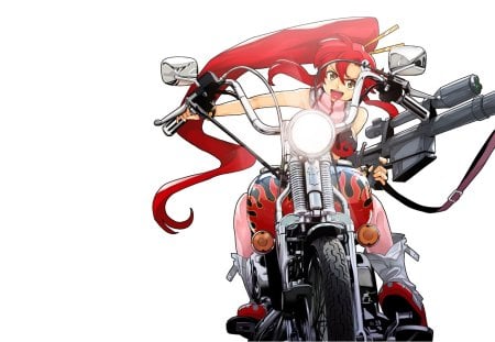 Born To Be WILD - beauty, tengen toppa gurren lagann, bike, hot, badass, yoko ritona, anime girl, yoko, cool, cute, prety, sexy, yoko littner, long hair, stunning, beautiful, awesome, gurren lagann