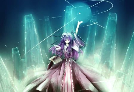 Patchouli Knowledge - pachouli knowledge, pretty, anime girl, hot, purple eyes, stunning, touhou, cute, purple hair, sexy