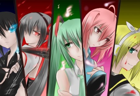 Vocaloid - teto kasane, miku hatsune, miku zatsune, black rock shooter, rin kagamine