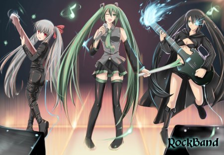 Rockband Crossover - vocaloid, pangya, kooh, miku hatsune, black rock shooter