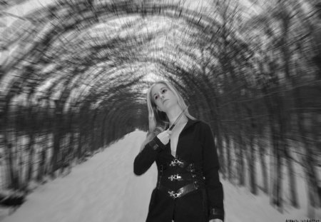 Good Bye - end, trees, throat, goth, knife, gothic, tunnel