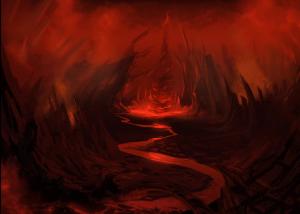 Inferno - stalagmite, cavern, hell, flames, fire