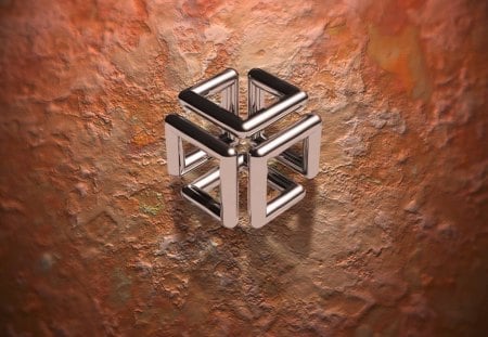 Silver Cube - fantasy, desert, cubes, silver, art