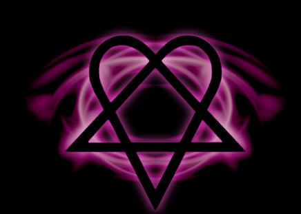 Heart and Triangle - circle, fluorescent, light, purple