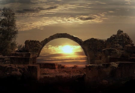 Sunset - arch, sunset, sun