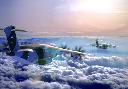 Airbus Military !!! - aircraft, military, cloud, plans, sun, sky