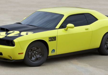 DODGE CHALLENGER - black, challenger, car, yellow, dodge