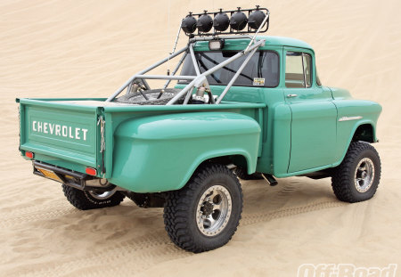 55 Pickup - lightbar, sand, offroad, truck