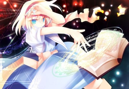 Alice Margatriod - margatriod, alice, touhou, girl, blue, book