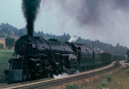 Train - train, sky, track, locamotive