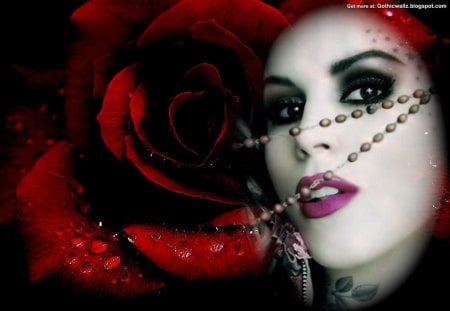 katrose - goth, tattoe, rose, kat von d