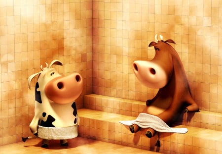 Cow Spa - cows, cow, spa, cute, fantasy