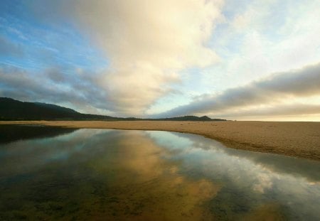 Carmel River Beach Reflection - beach, california, reflection, water, carmel river