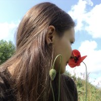 girl with poppy