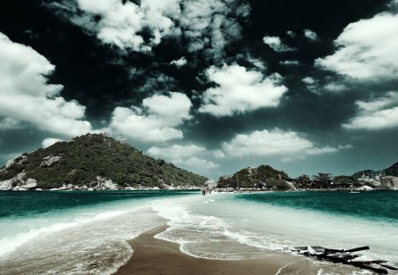 lovely seascape - sky, ocean, beach, photography, water, nature, clouds, blue, sand