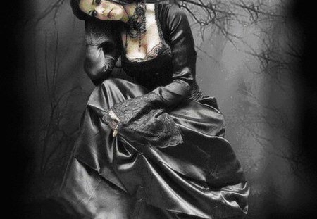 Sad angel - woman, sadness, dark, angel, sad, goth, fallen, black