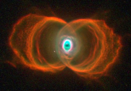 AN HOURGLASS PLANETARY NEBULA - universe, galaxy, red, nebula, space