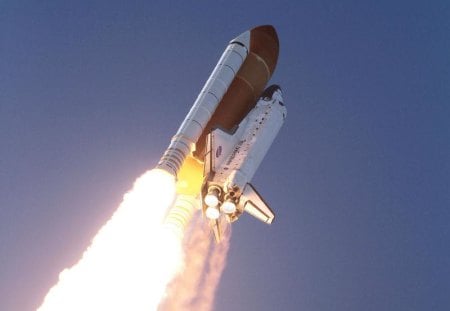 DISCOVERY TAKES OFF - sky, shuttle, flight, space, discovery