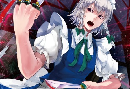 touhou - dress, angry, touhou, knives