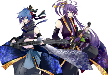 Setsugetsuka - anime, vocaloid, cool, male, guitar, musical instrument, kaito, kamui gakupo, sexy