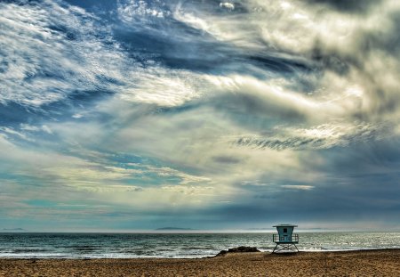 Beach - clouds, heaven, water, blue, beach, landscape, sea, ocean, sand, cloud, sky