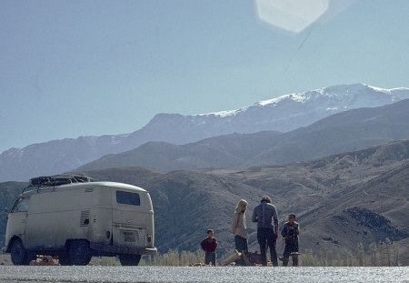 Cross country in a van - vw, people, road, mountains, other