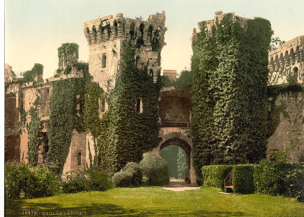 Raglan Castle, England - england, postcard, ruins, castle