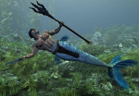 Waterwarrior - muscle, warrior, hunk, water, fish, aquaman