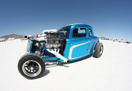 Salt Flats Hot Rod - salt, custom, blue, rod