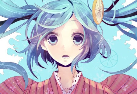 Hatsune Miku - hatsune miku, lemon, girl, pigtails, anime