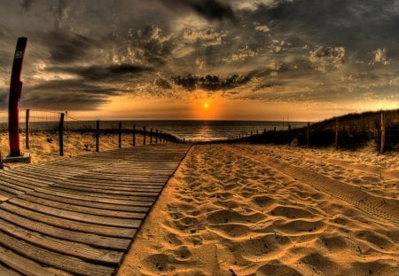 Sunset - nature, beach, sunset, sea