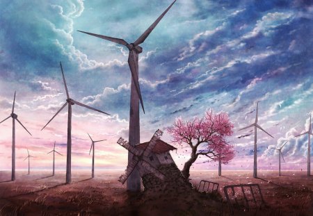 Windmills - windmills, nature, beautiful, other