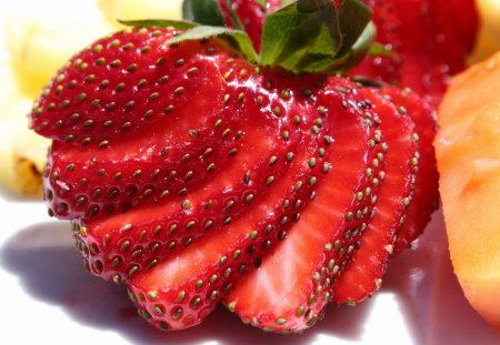 Sliced Strawberry ! - delicious, strawberry, sliced, red