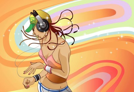 Girl Hip Hop Dancing - music, headphone, girl, hd, hip hop, vector, dance