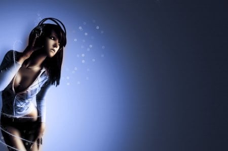 Music Girl - pretty, abstract, headphone, hot, girl, beauty, cool, music, hd, song, sexy