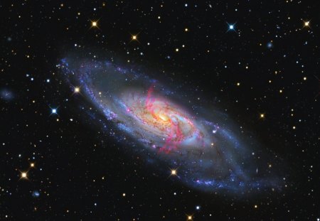 MESSIER 106 - space, cosmic, universe, stars, light, pink, sky