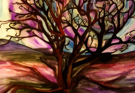 Abstract tree - tree, painting, nature, abstract, art