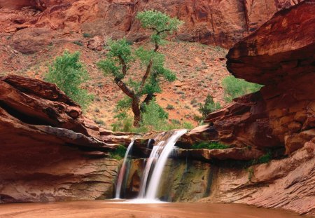 Desert - cascade, water, desert, landscape