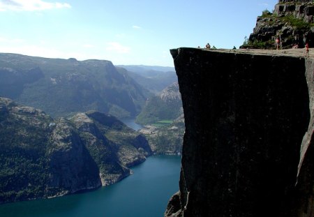 Prekestolen , Lysefjorden - fjord, cliff, scary, sky