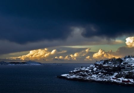 Winther Coast,Norway - sky, ocean, winther, snow